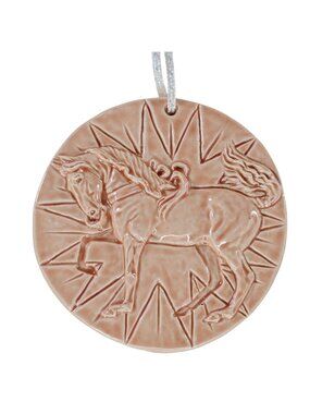 Kristina Lucas Francis Ceramic Horse Medallion Ornament 2012 Peach Pink